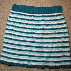 Wild Fable Teal and Cream Knit Skirt